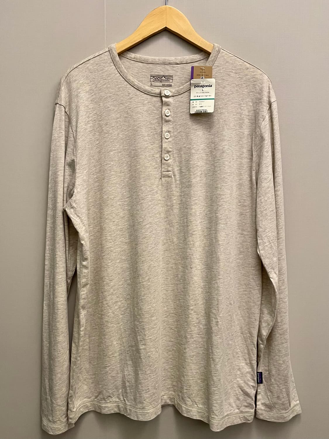 (L~XL)파타고니아 오가닉코튼 풀오버 헨리넥 롱슬리브 티셔츠 상품이미지1