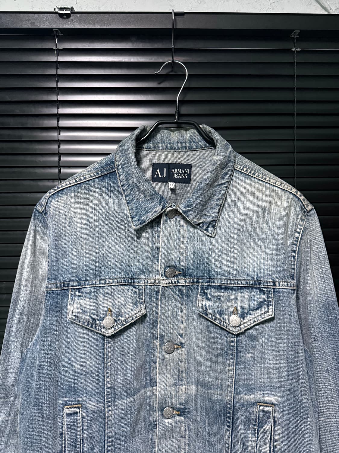 아르마니 진스 트러커 인디고 데님 청자켓 샌드 워싱 워시드 워크 자켓 M 상품이미지3