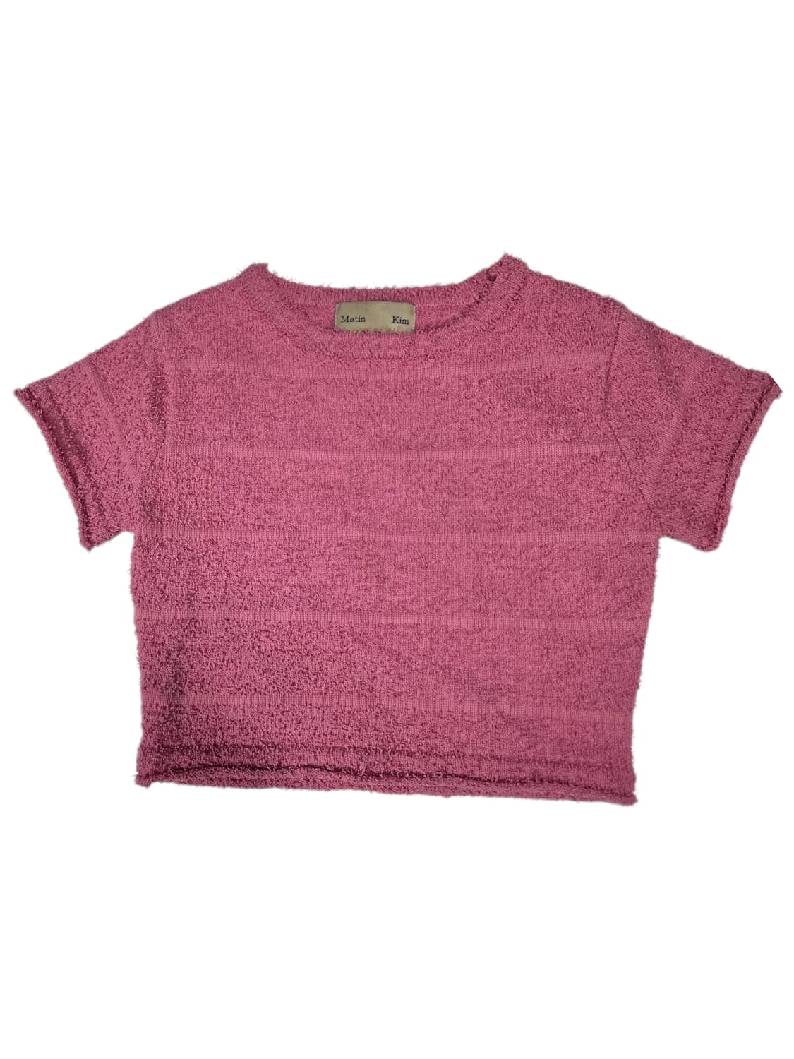 마뗑킴 핑크 아크릴 소재 반팔 크롭티 XS 상품이미지2