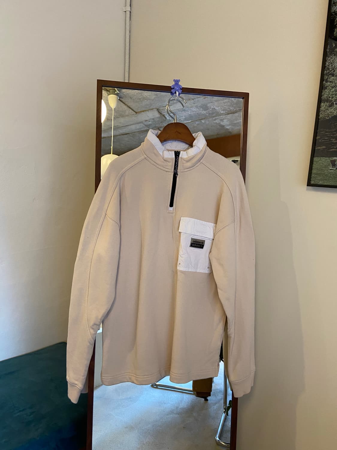 아디다스 하프집업 맨투맨 아이보리 상품이미지1