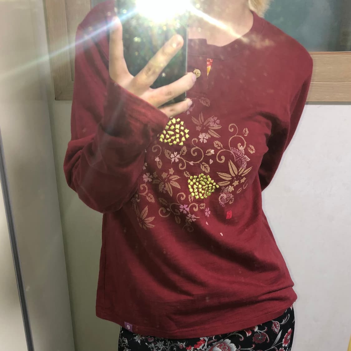빈티지 구제 오리엔탈 자수 긴팔 티셔츠 롱슬리브 y2k 상품이미지4
