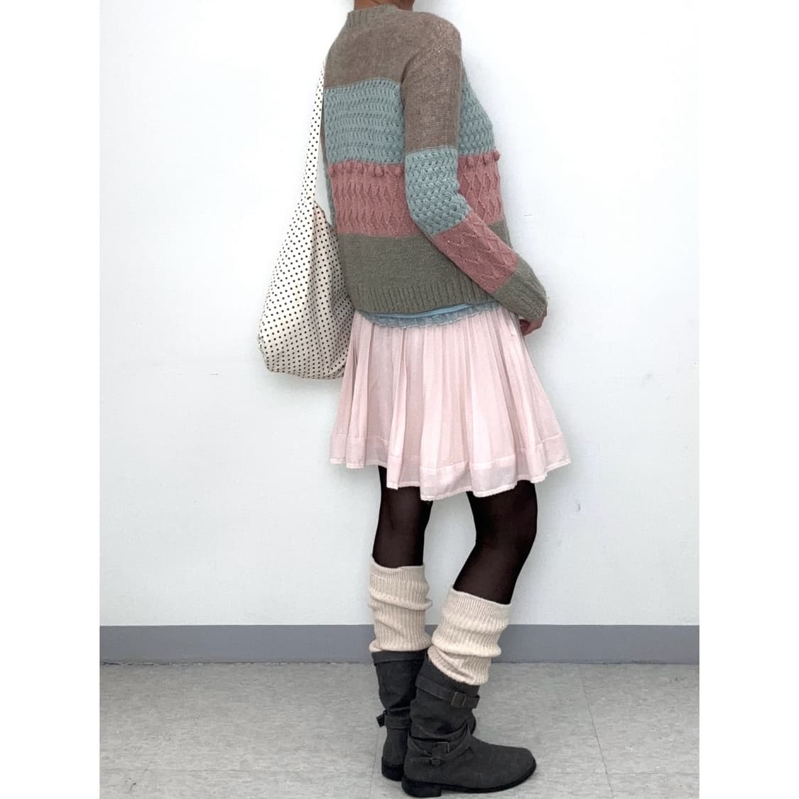 빈티지 연핑크 미디 스커트 상품이미지2