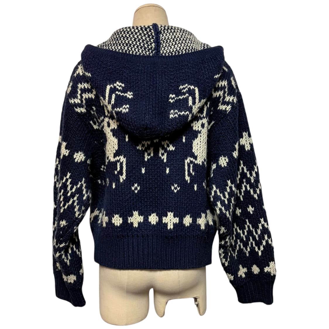 3667 네이비 루즈핏 사슴 노르딕 니트 후드집업 상품이미지2