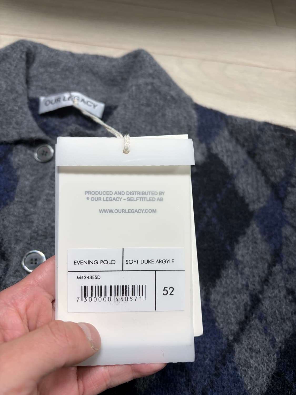 아워레가시 아가일 가디건 52사이즈 새상품 상품이미지3