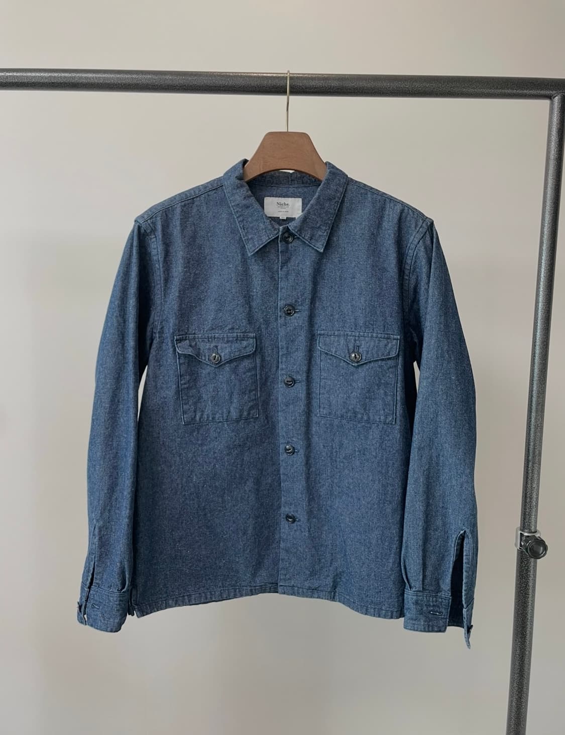 (XL) Niche 니치 투포켓 인디고 데님 셔츠 상품이미지1