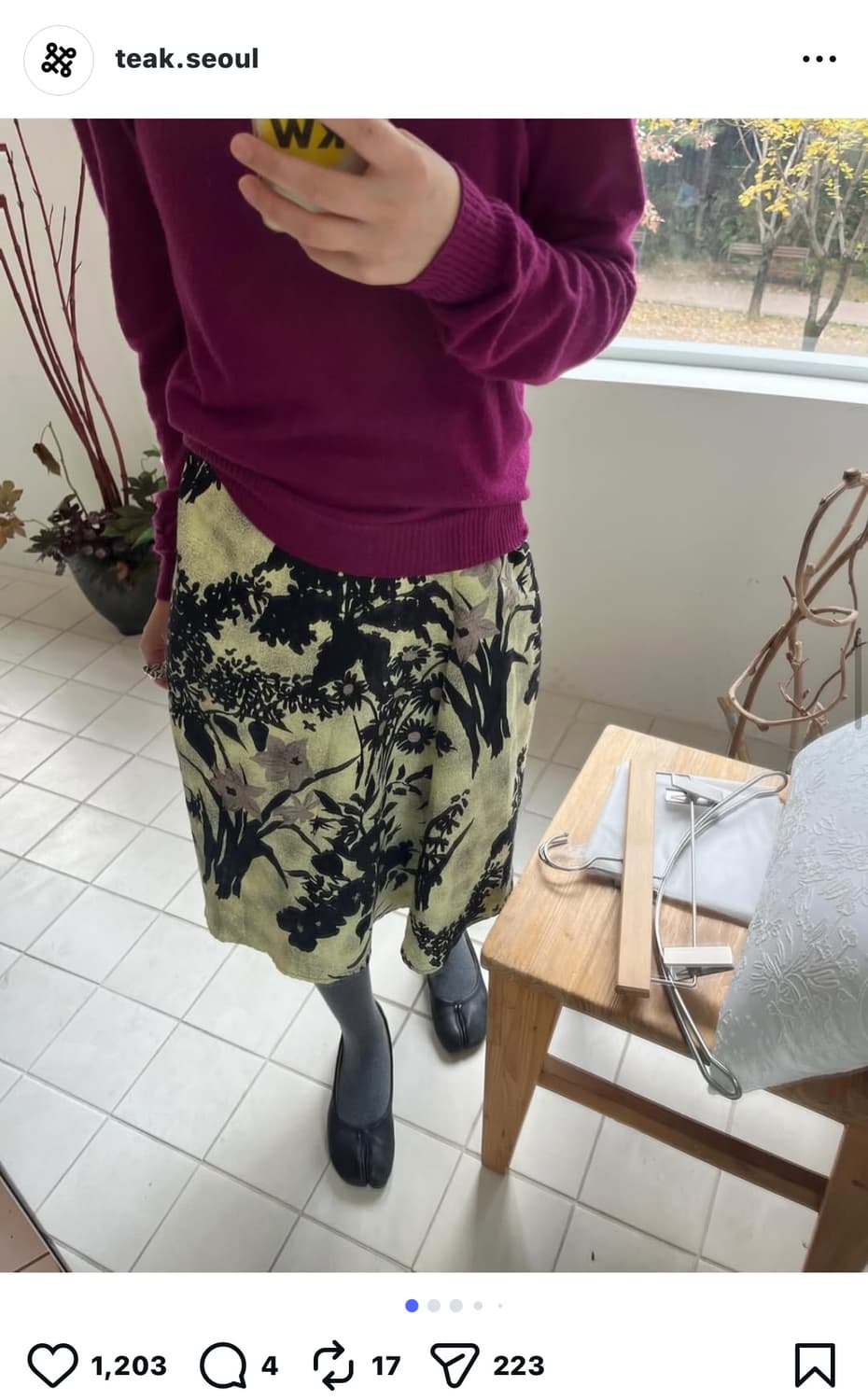 Teak  SILK PRINT SKIRT S사이즈 상품이미지2