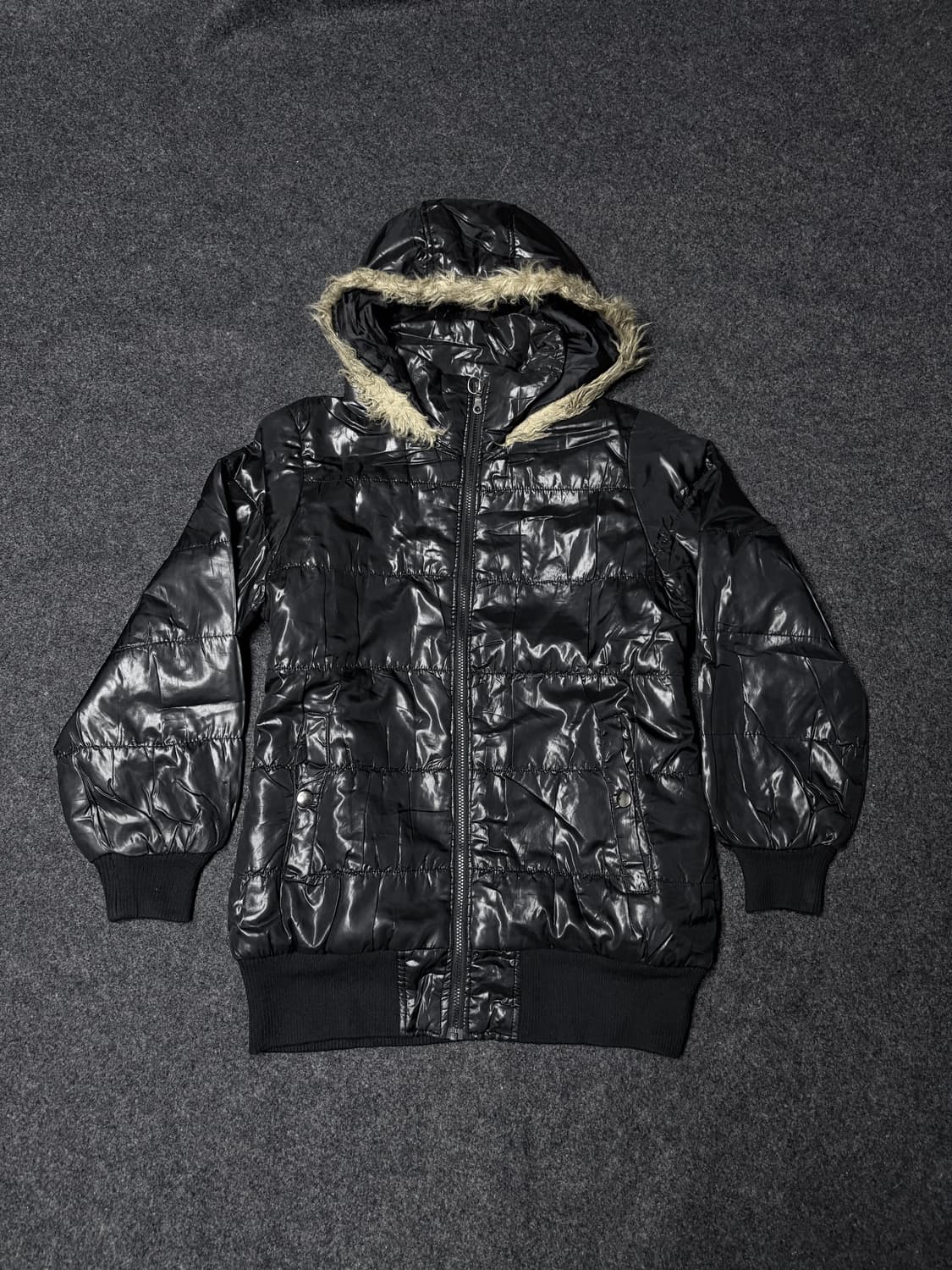 vintage 00's V-kei Punk fur hood parka 상품이미지1