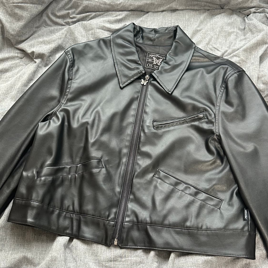 팬시클럽 카라레더숏자켓 나비 빈티지 가죽자켓 레자 상품이미지2