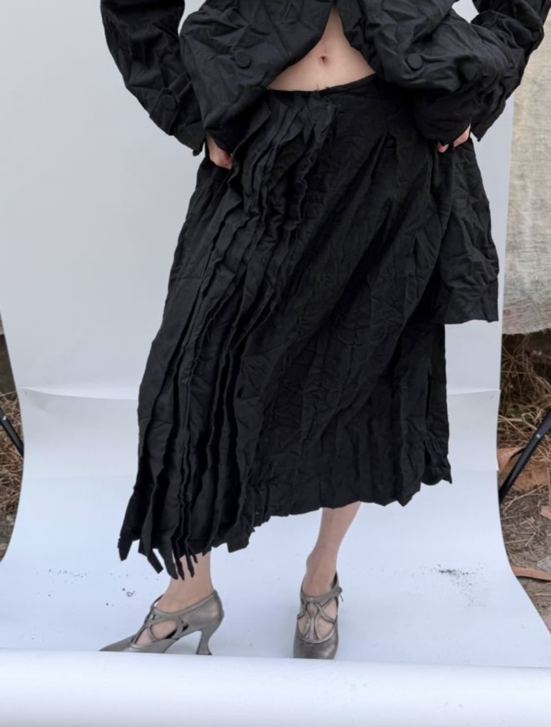 애옹쓰 페이퍼 울 스커트 Paper Pleats Skirt 상품이미지1