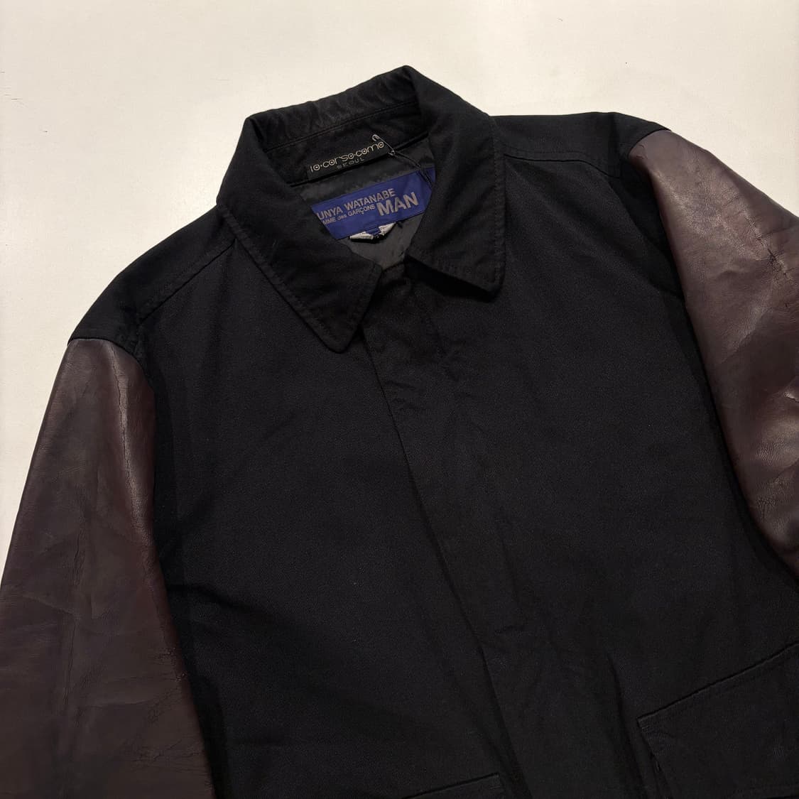 [S] 16s 꼼데가르송 준야와타나베 레더 코튼 블랙 자켓 D889 상품이미지3