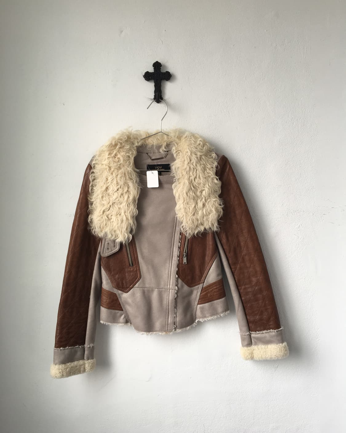 Lamb fur layered leather jacket 상품이미지2