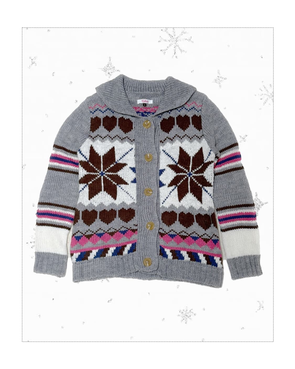 핑크라떼 눈꽃 노르딕 가디건 상품이미지1