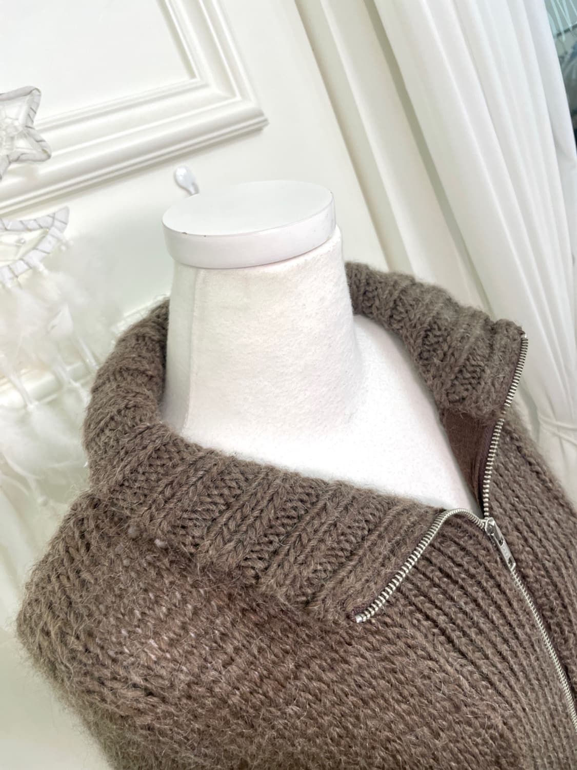 brown collar two-way zip cardigan 상품이미지7