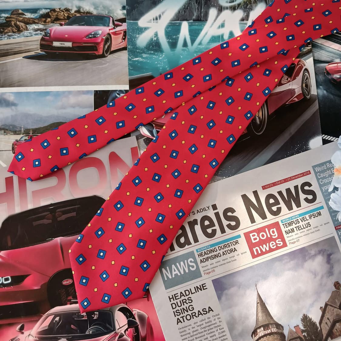 폴로 랄프로렌 실크 레드 패턴 넥타이 9cm A+등급 A19328 상품이미지8