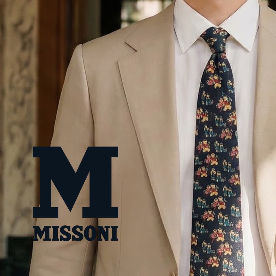 미쏘니 실크 베어 모티브 패턴 넥타이 9.2cm A+~A등급 E749
 상품이미지1