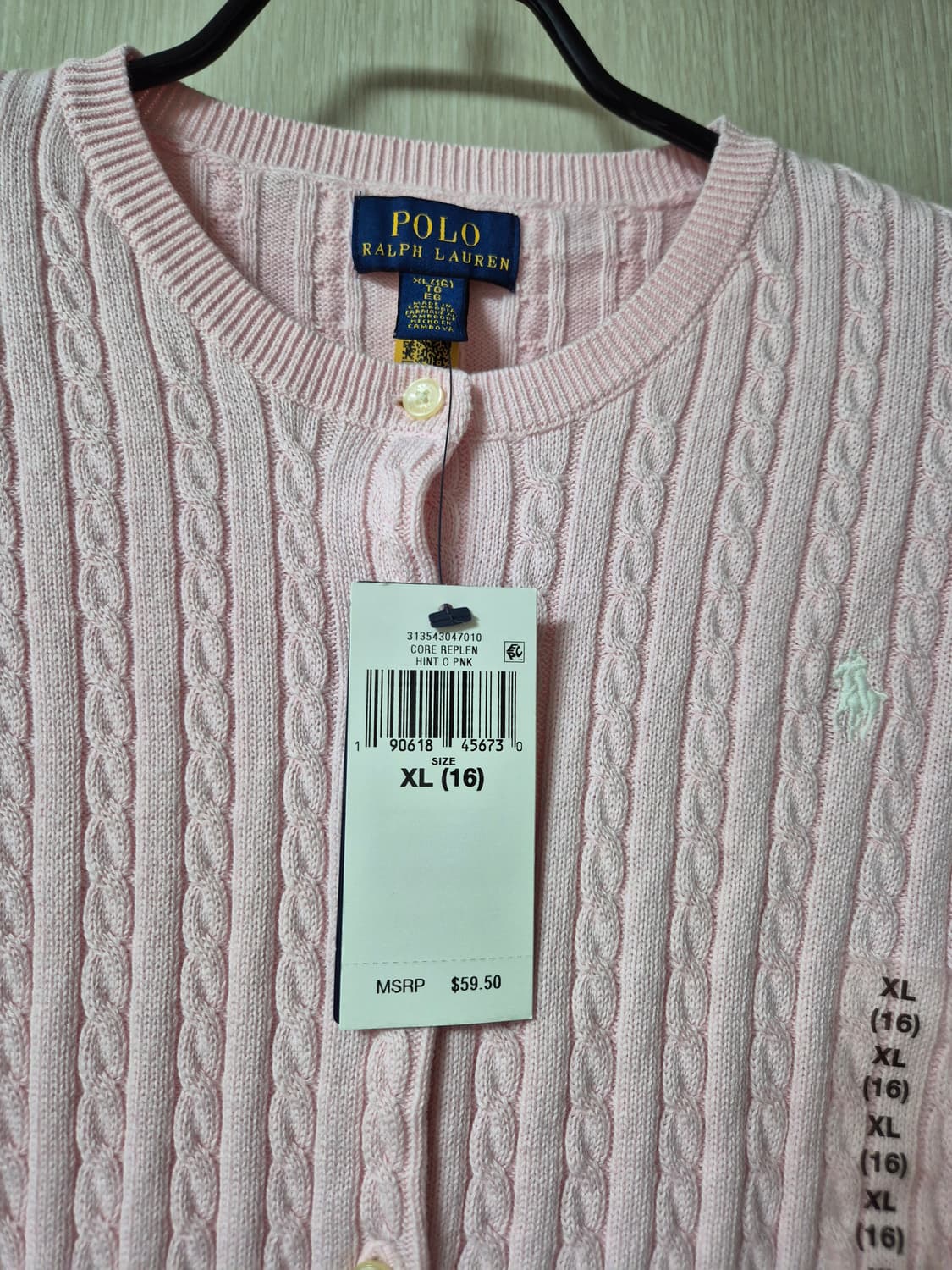 (25년) 폴로 랄프로렌 케이블 니트 걸즈 가디건 연핑크 상품이미지6