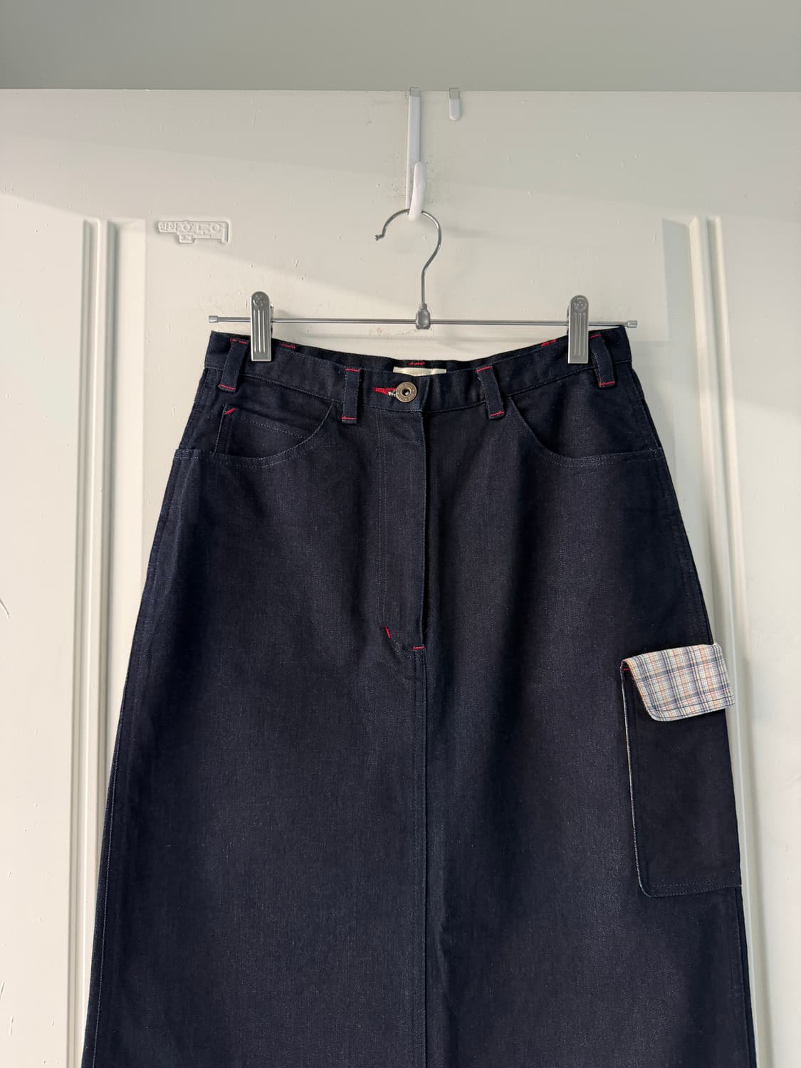 일본빈티지 핑크하우스 패치워크 데님스커트 상품이미지2