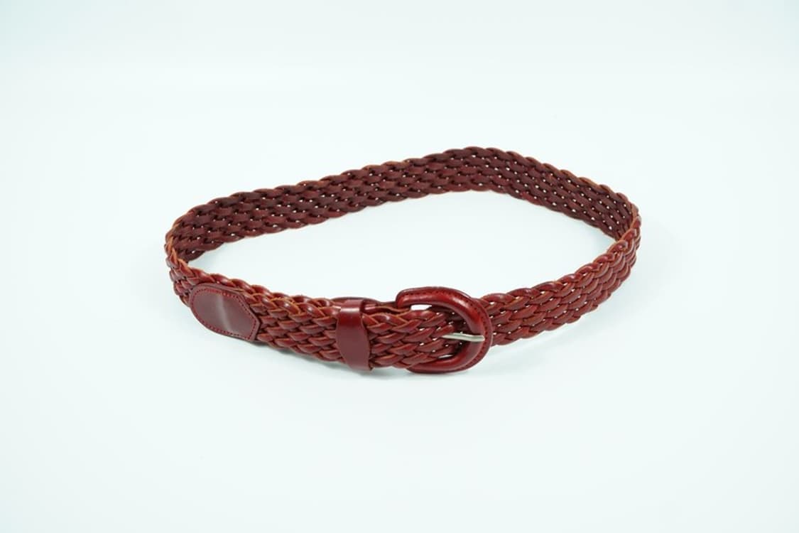 딥 와인 리얼 레더 위빙 꼬임 벨트 상품이미지4
