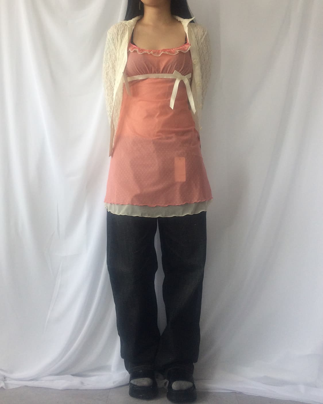 Ribbon point lace sleeveless onepiece 상품이미지7