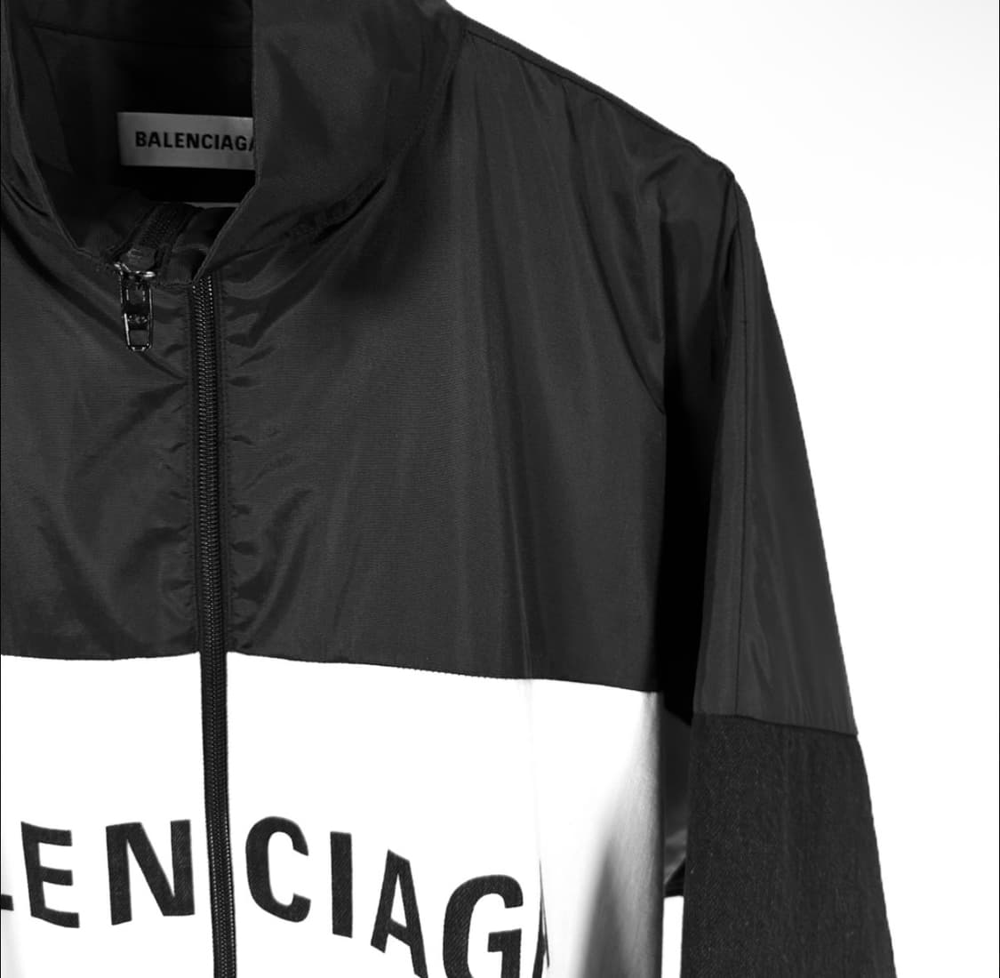 [36] 발렌시아가 남성 데님 포플린 집업 바람막이 자켓 블랙 상품이미지3