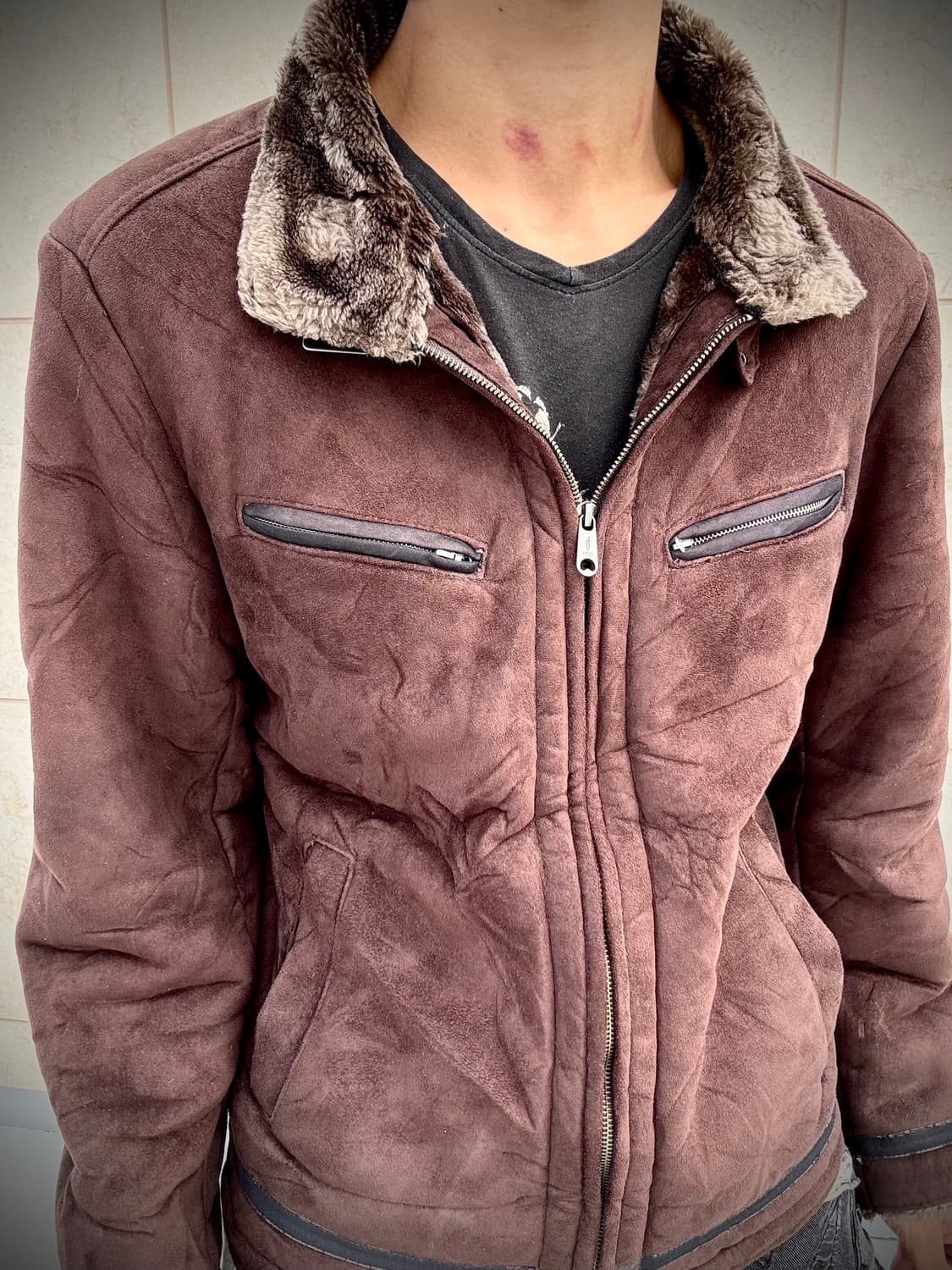 “Vintage” 00’s Brown Fur Trimming Simple 상품이미지2