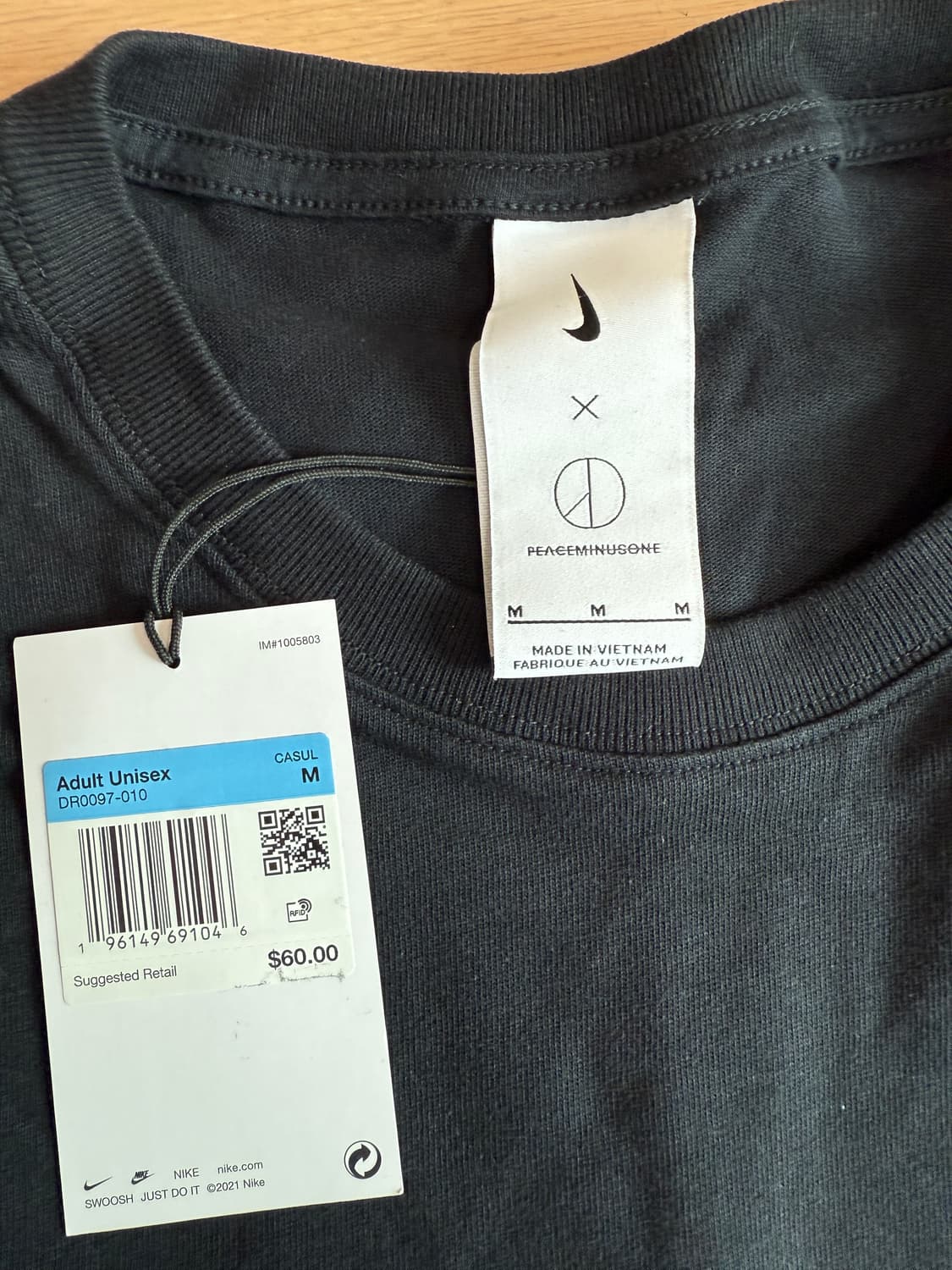 [M] 나이키 피스마이너스원 피마원 롱슬리브 긴팔 티셔츠 블랙 지디 상품이미지4