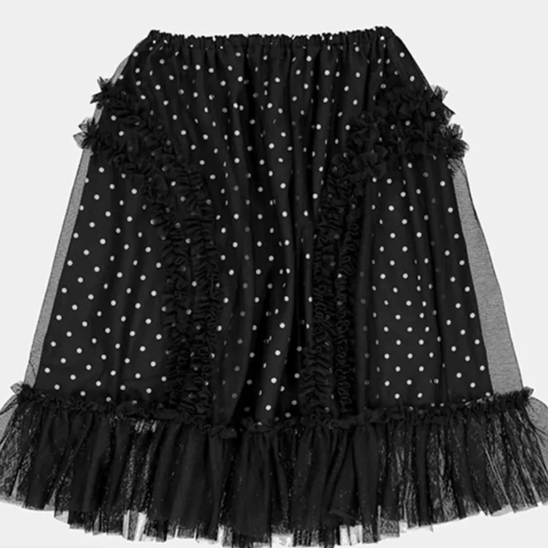 생긴스튜디오BANDING RUFFLE DOT SHA SKIRT BLACK 상품이미지1