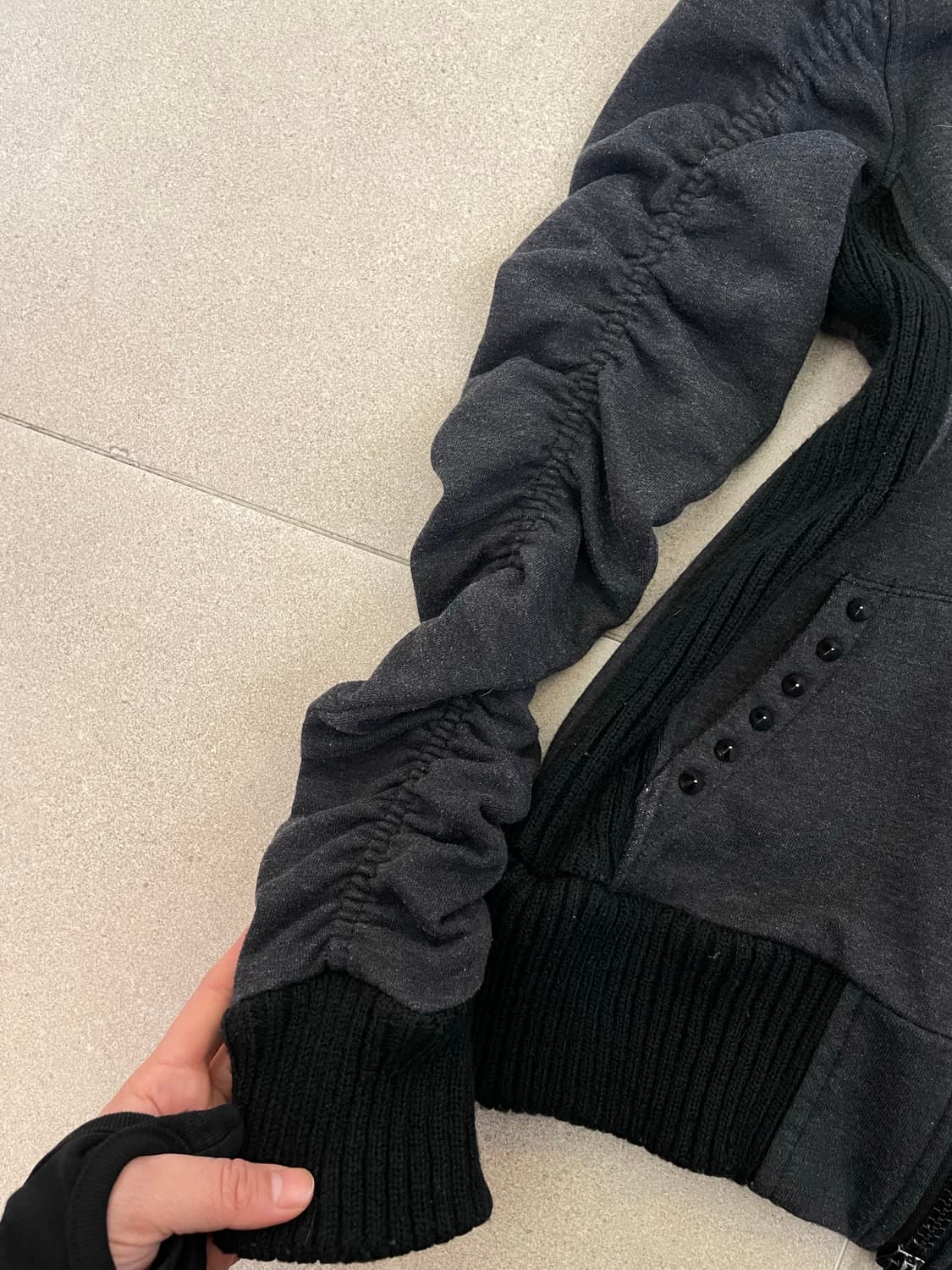 스터드 셔링 투웨이 후드집업 상품이미지4