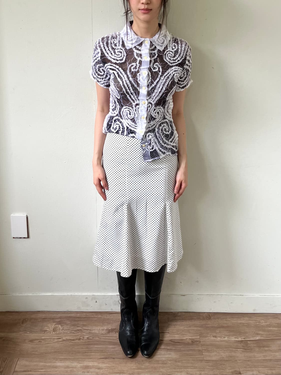 CRACKSTEP 도트 스커트 상품이미지8