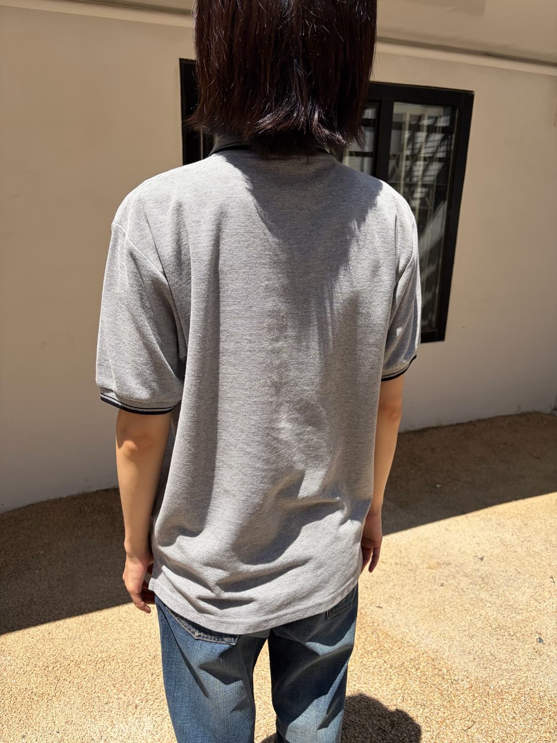 Fred perry 그레이 트윈 팁 라인 반팔 카라티 M 상품이미지3