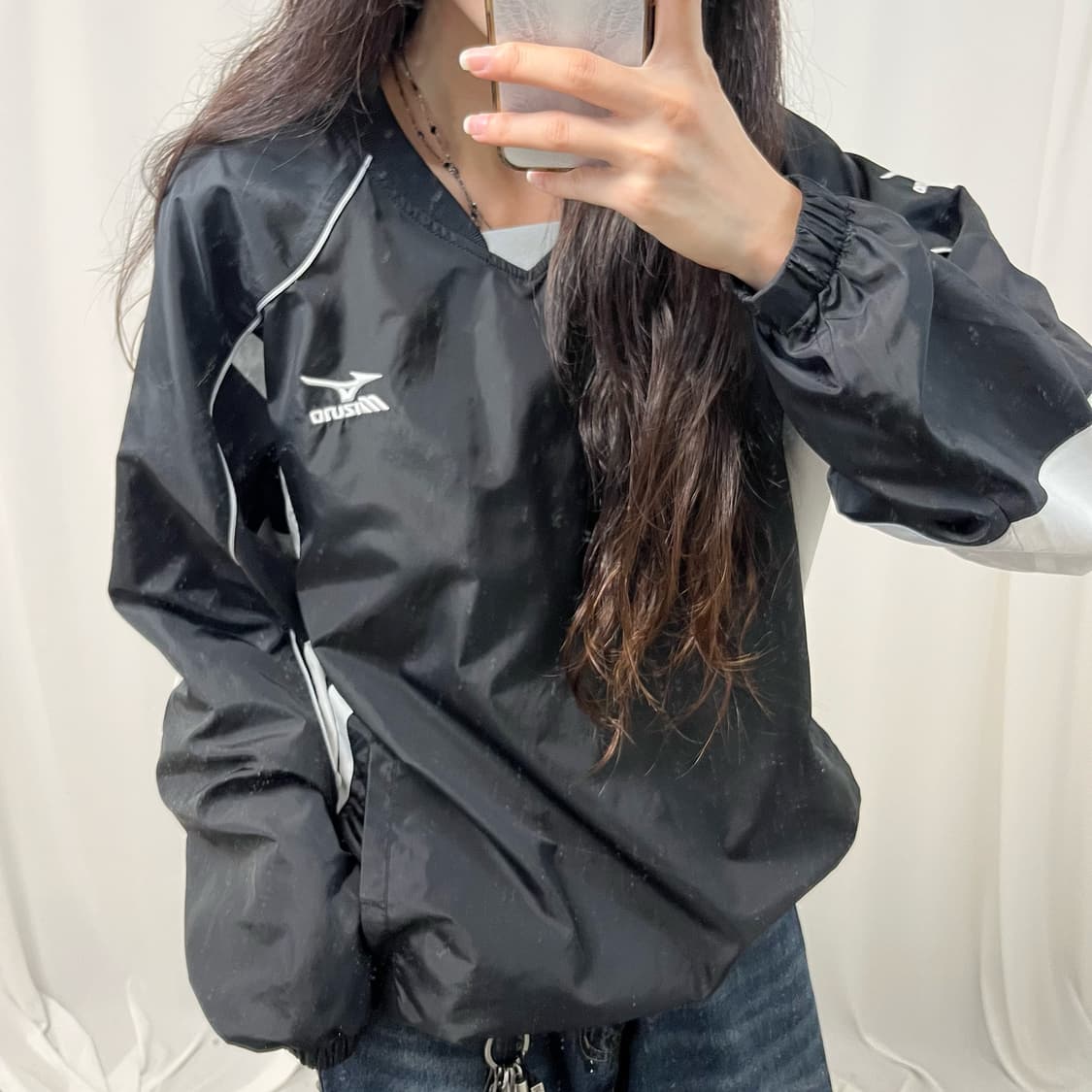 Mizuno white & black warm-up 상품이미지3