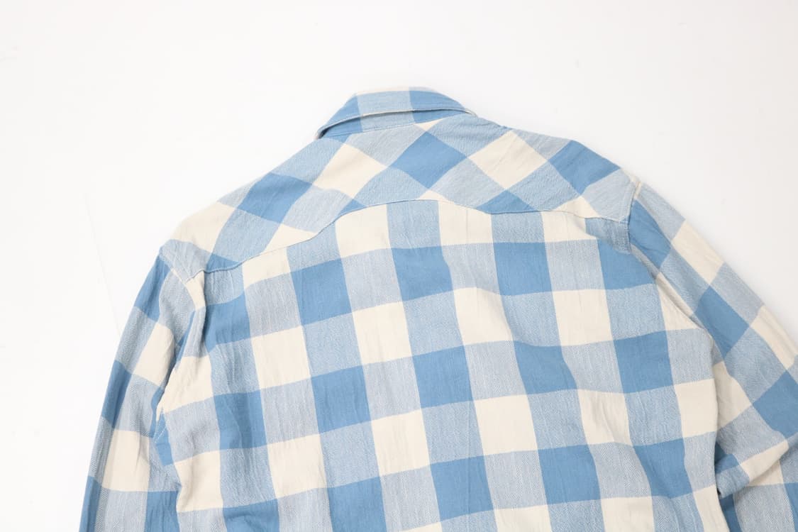 BACK NUMBER 백넘버 빈티지 블루 버팔로 체크 웨스턴 셔츠 (M) 상품이미지7