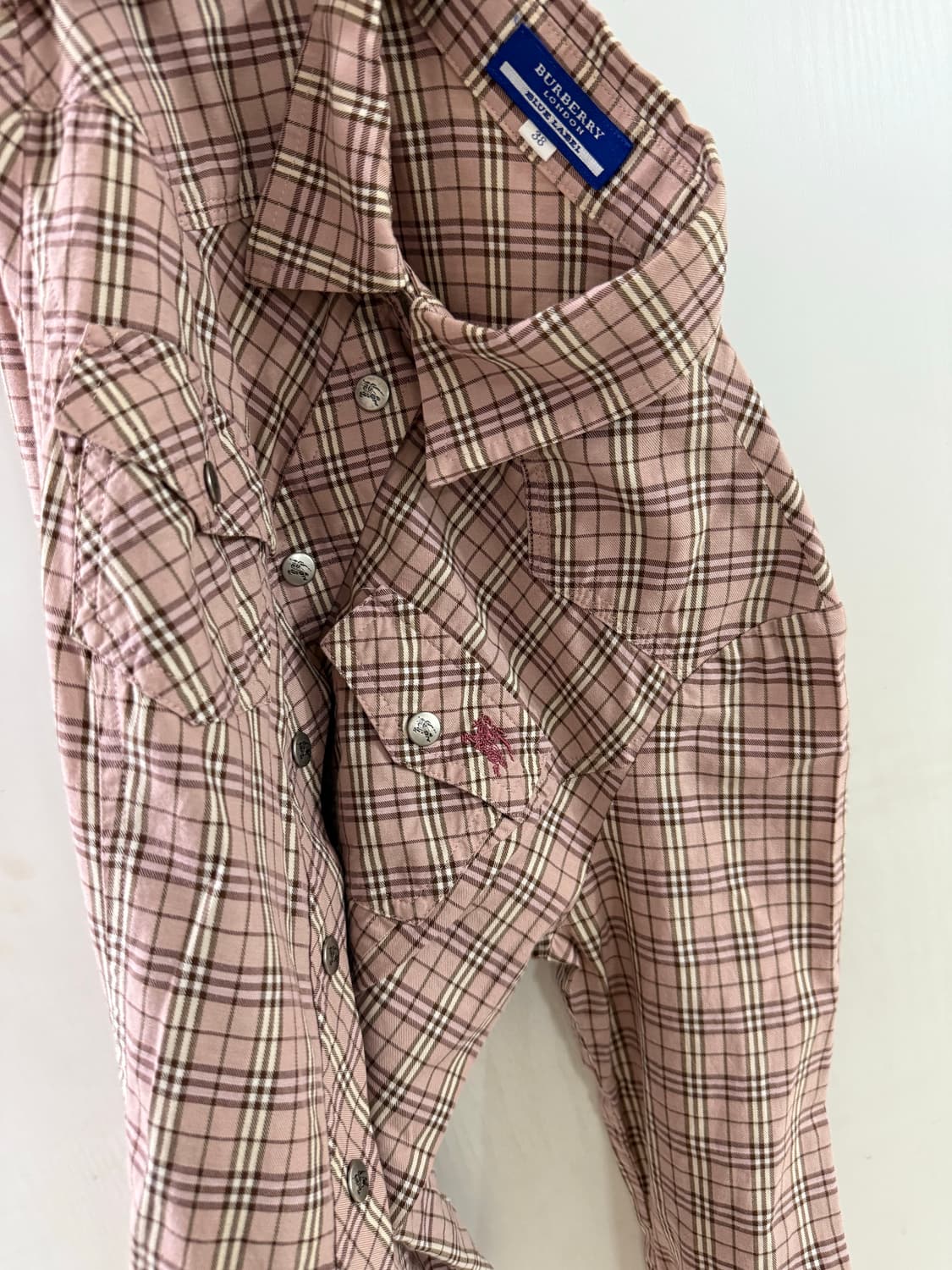 버버리 블루라벨 핑크 체크 셔츠 상품이미지1