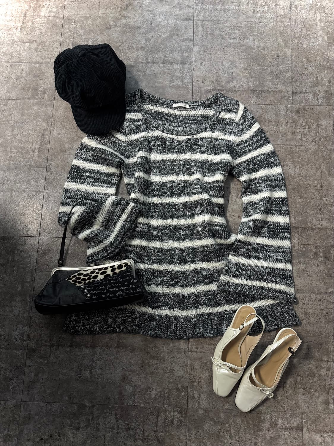 케이블 니트 원피스 프릴 이너 2pcs SET 상품이미지4