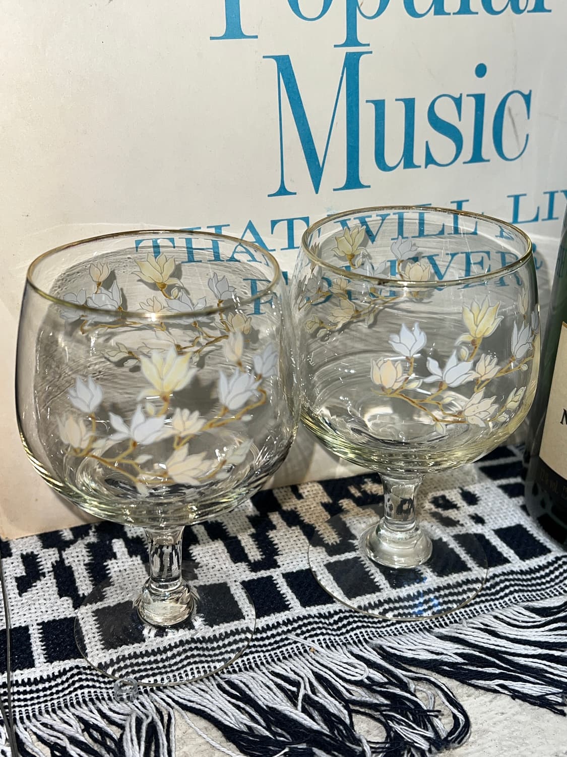 80s Korean VTG Floral Stem Glass 상품이미지2