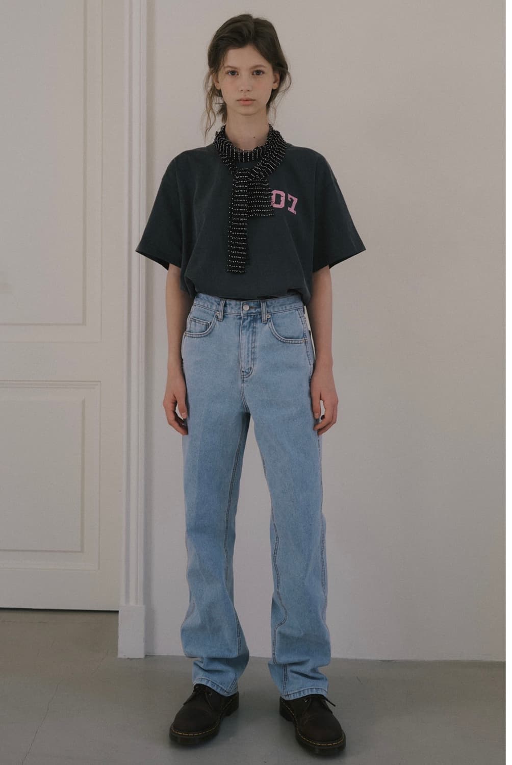 오버듀플레어 데님팬츠 크리스라인 스트레이트  라이트블루M 상품이미지1