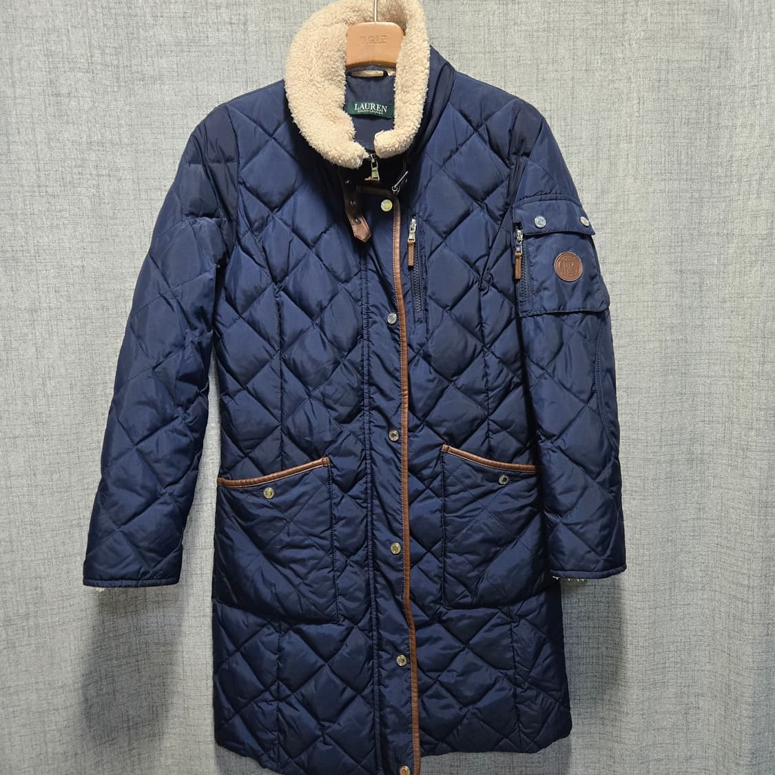 랄프로렌 레더 퀄티드 셰르파 다운 코트  상품이미지1