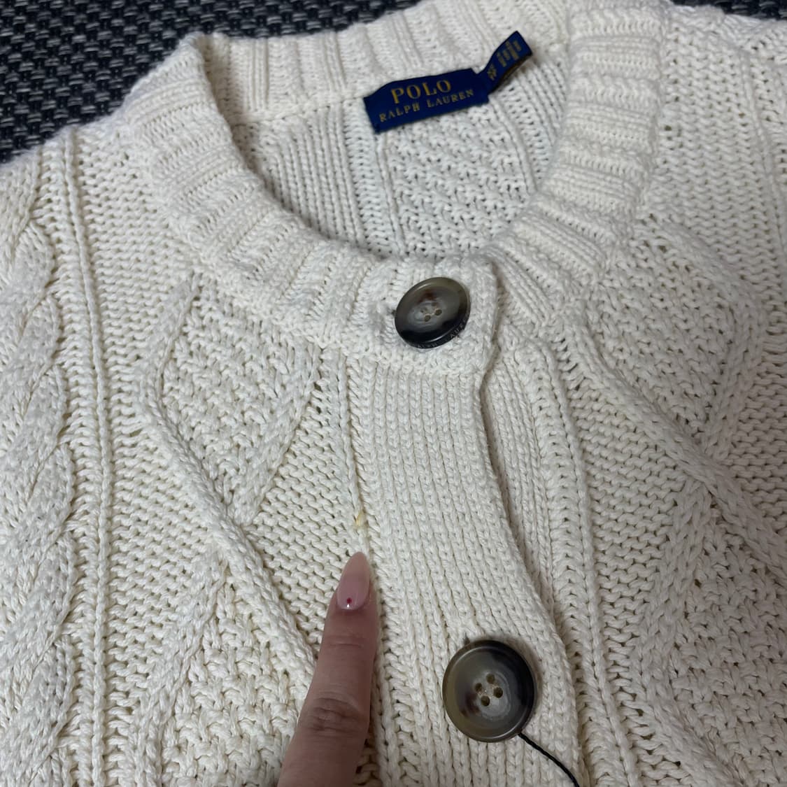 폴로랄프로렌 크림 투포켓 케이블 니트 가디건 XS 상품이미지5