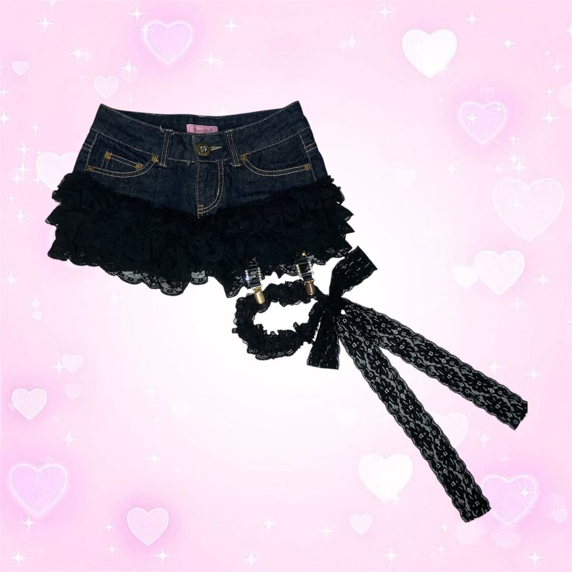 Ma*rs 마즈 슈가글로스 가터 글리터 레이스 숏팬츠 갸루 상품이미지1