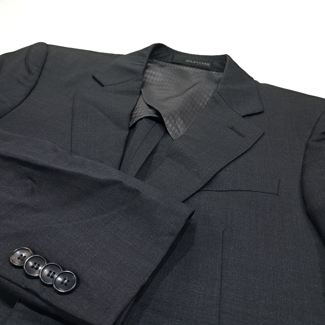 CL486 M 솔리드옴므 울 싱글 다크차콜 블레이저 자켓 상품이미지4