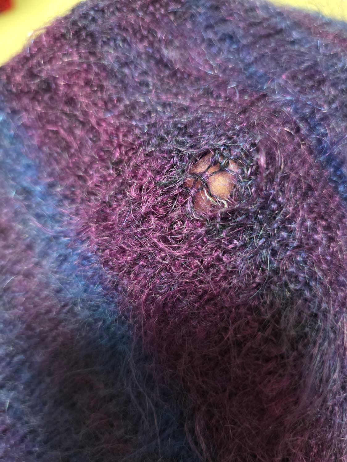 일본빈티지 울80 스트라이프 퍼플블루 니트 가디건 보헤미안 에스닉 백예린 상품이미지6