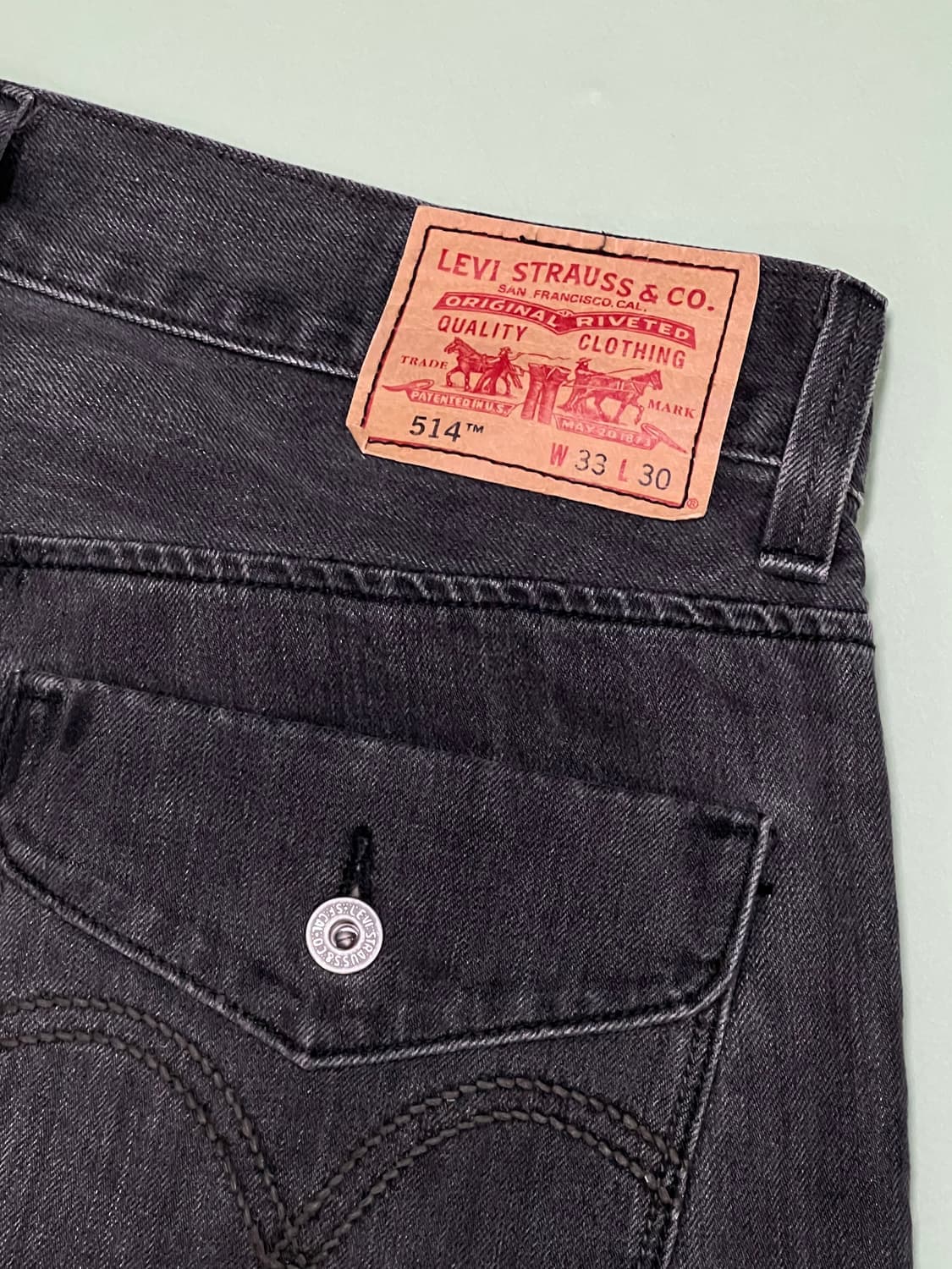 (33/30) 리바이스 514 백포켓 흑청 데님 팬츠 상품이미지5
