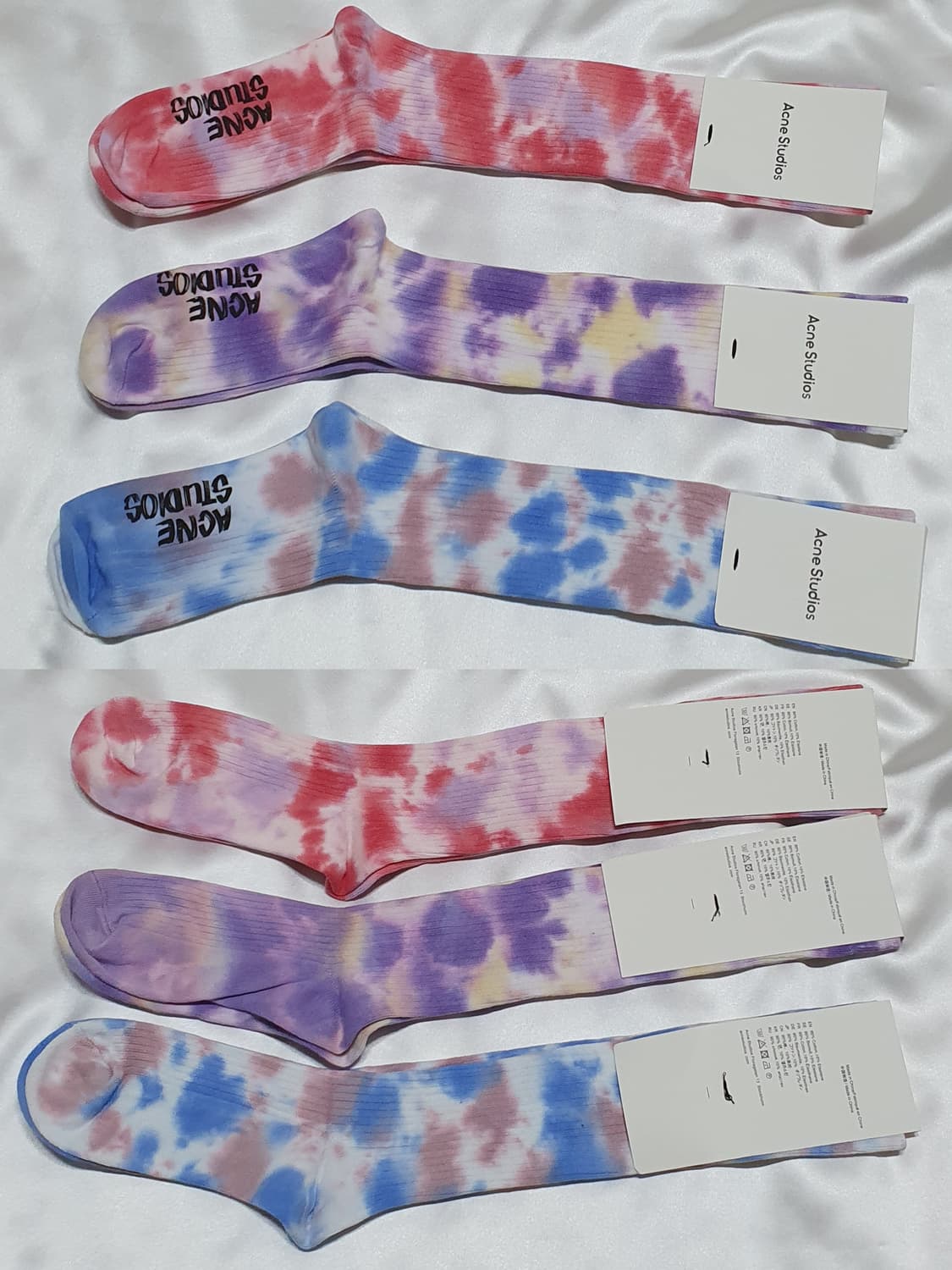 아크네 레드 퍼플 블루 물나염 타이다이 롱 삭스 무릎양말 긴양말 상품이미지1