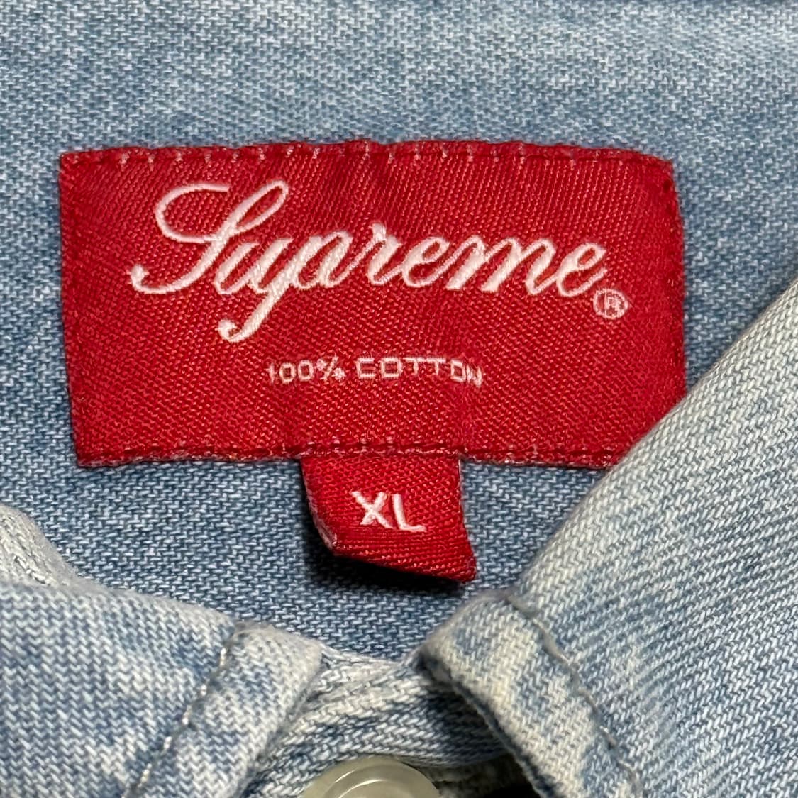 ‼️ 희귀매물 급처 Supreme XL 아플리케 데님 셔츠 ‼️ 상품이미지4