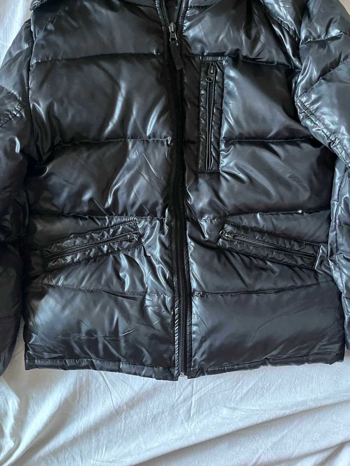 Glossy Black Fur Puffer Jacket 상품이미지4