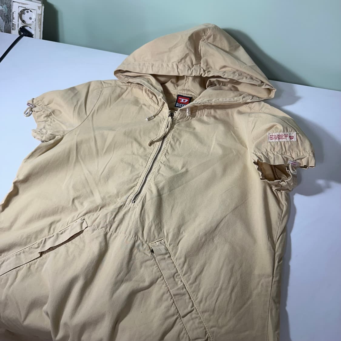 우먼M 디젤 파스텔베이지 써머코튼 A라인 후디 코튼 롱원피스 상품이미지2