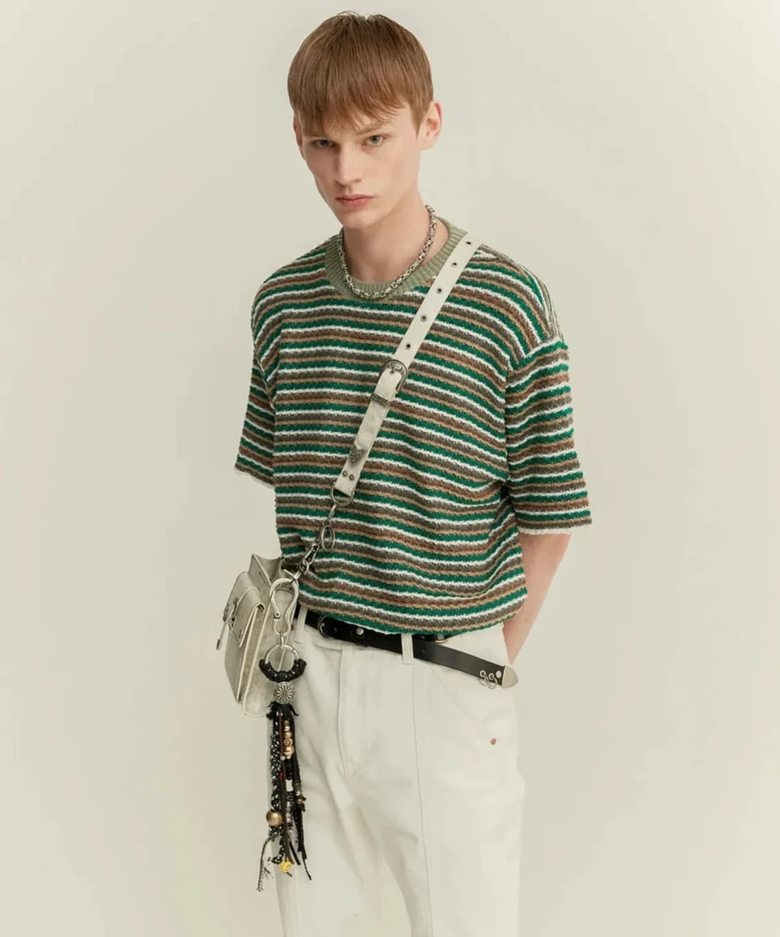 앤더슨벨 20ss 에스닉 스트라이프 숏 슬리브 니트 PN8577 상품이미지2