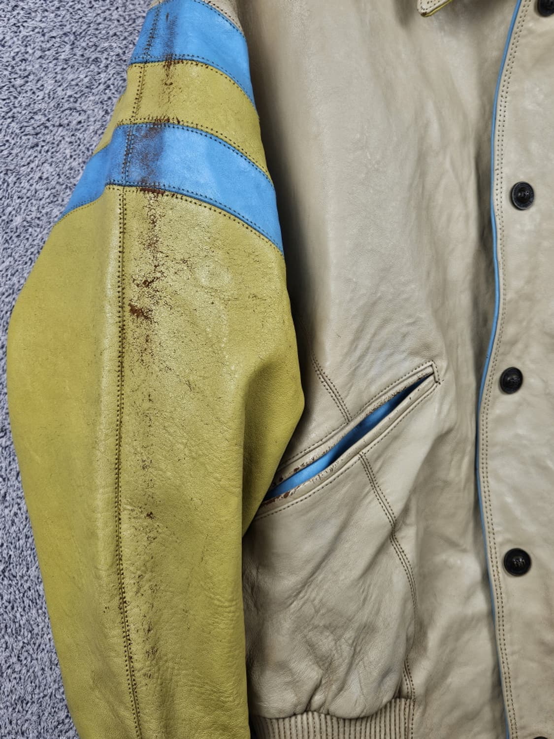 펠레펠레 모던올웨더기어 배색 트림 가죽 자켓 ( 42 ) / 10211  상품이미지4