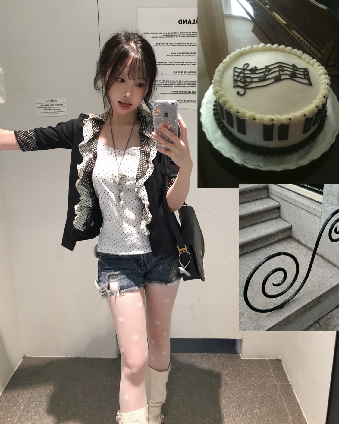 빈티지 y2k 도트 데님 코디세트 상품이미지2