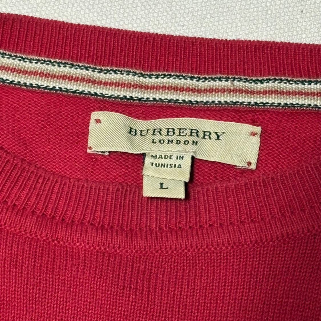 L 버버리 레드 코튼 니트 상품이미지4